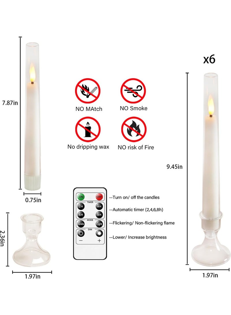 YSR VEF Flameless Taper Candles with Remote and Timer - 6 Pack LED Candles, Battery Operated, for Home, Wedding, Party (White) - Image 3